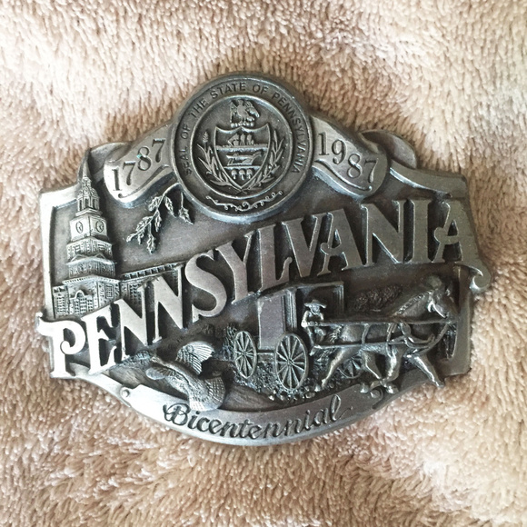 Pewter Belt Buckle State of Pennsylvania colored NEW